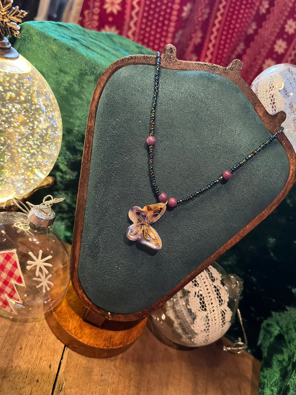 Collier "Papillon bleu nuit"