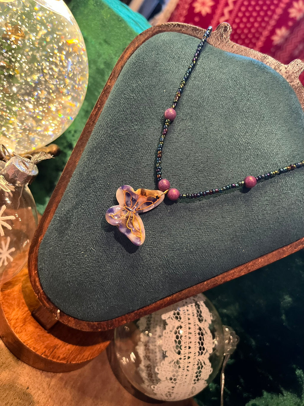 Collier "Papillon bleu nuit"