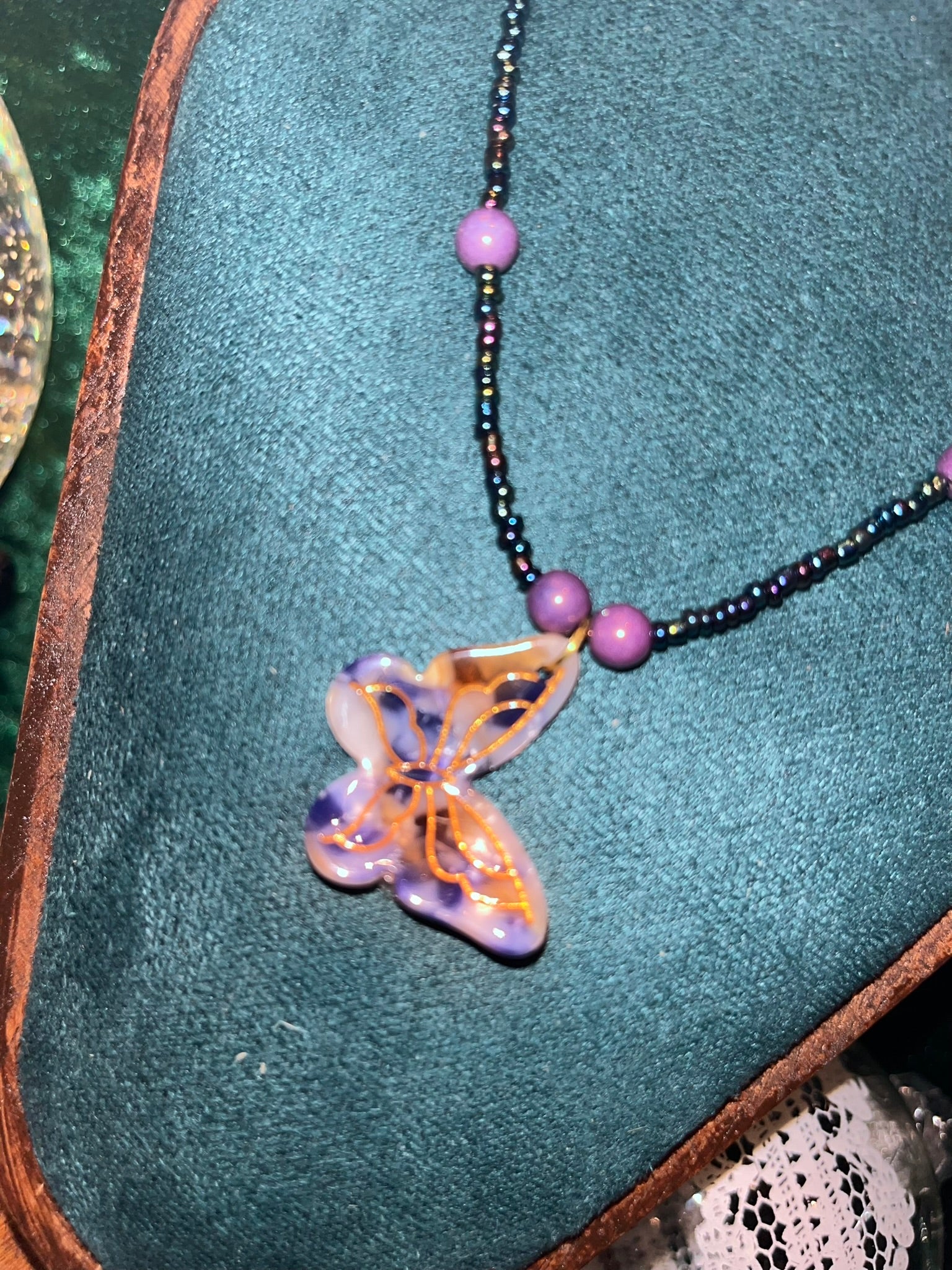 Collier "Papillon bleu nuit"