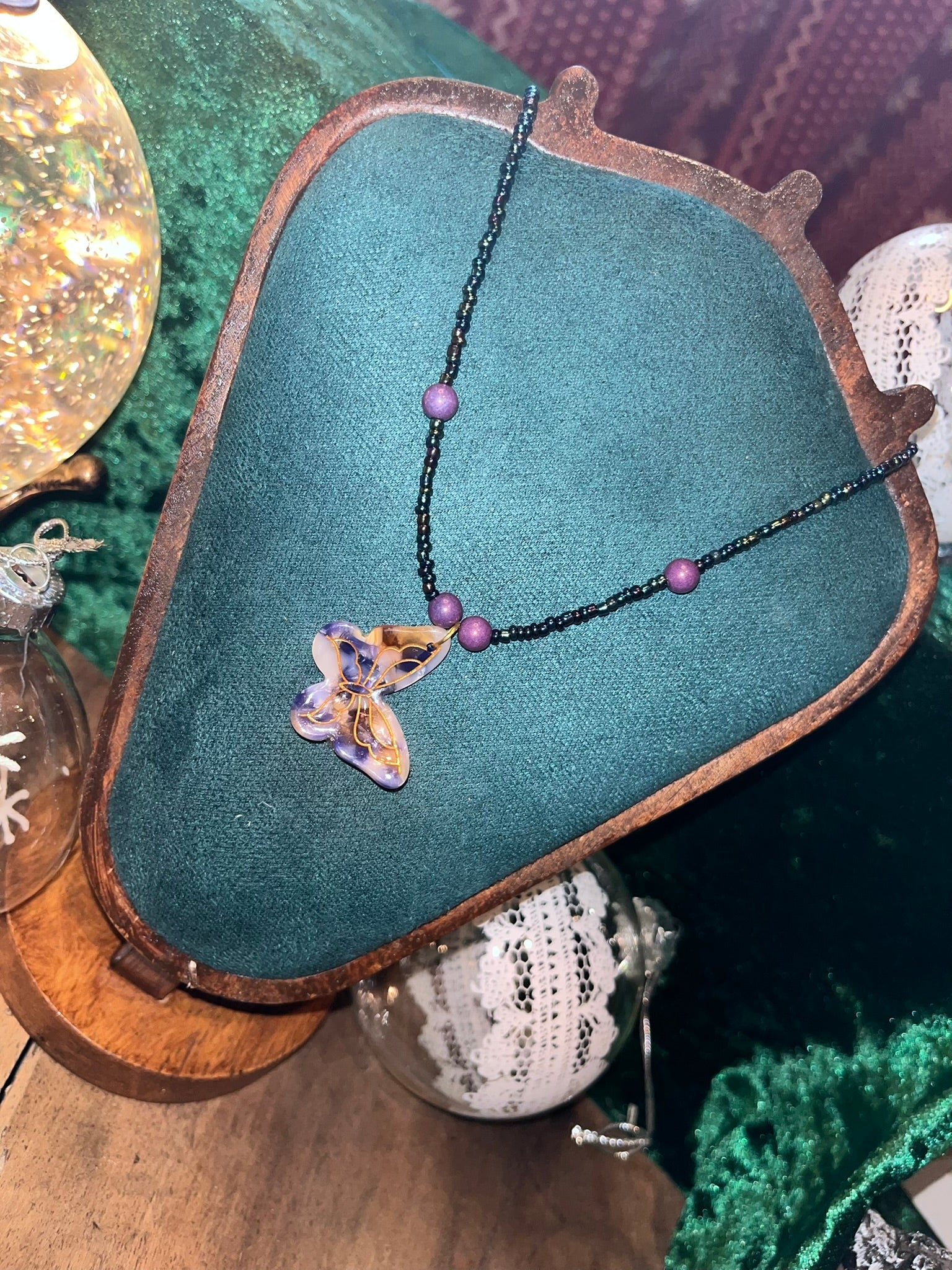 Collier "Papillon bleu nuit"