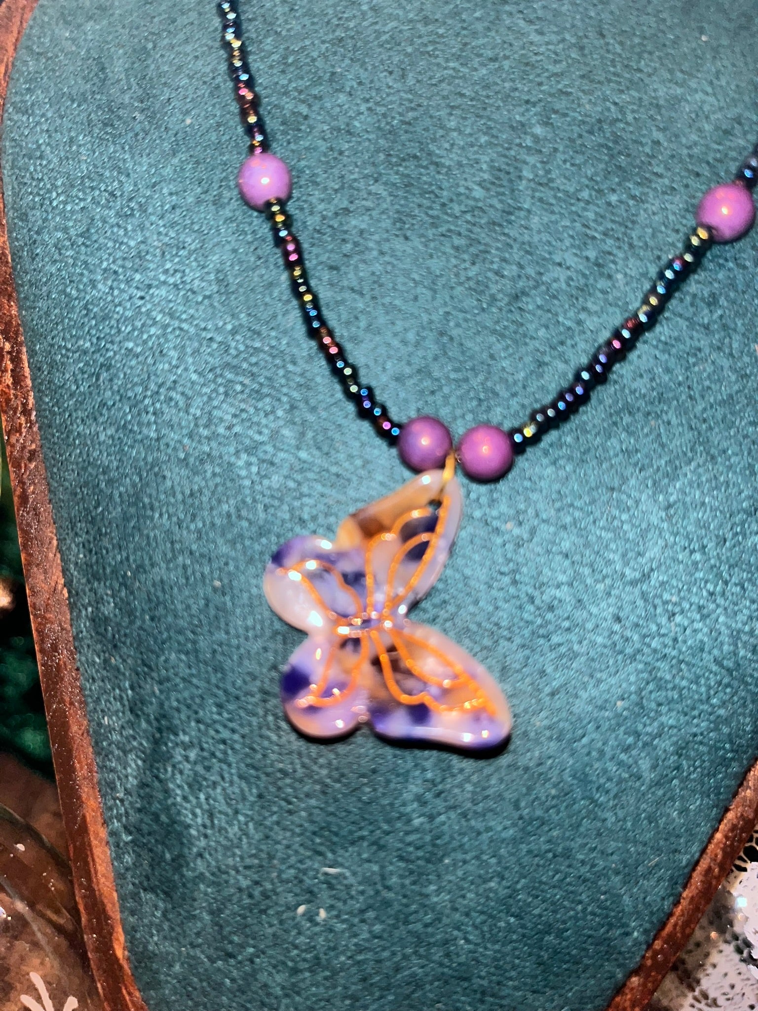 Collier "Papillon bleu nuit"