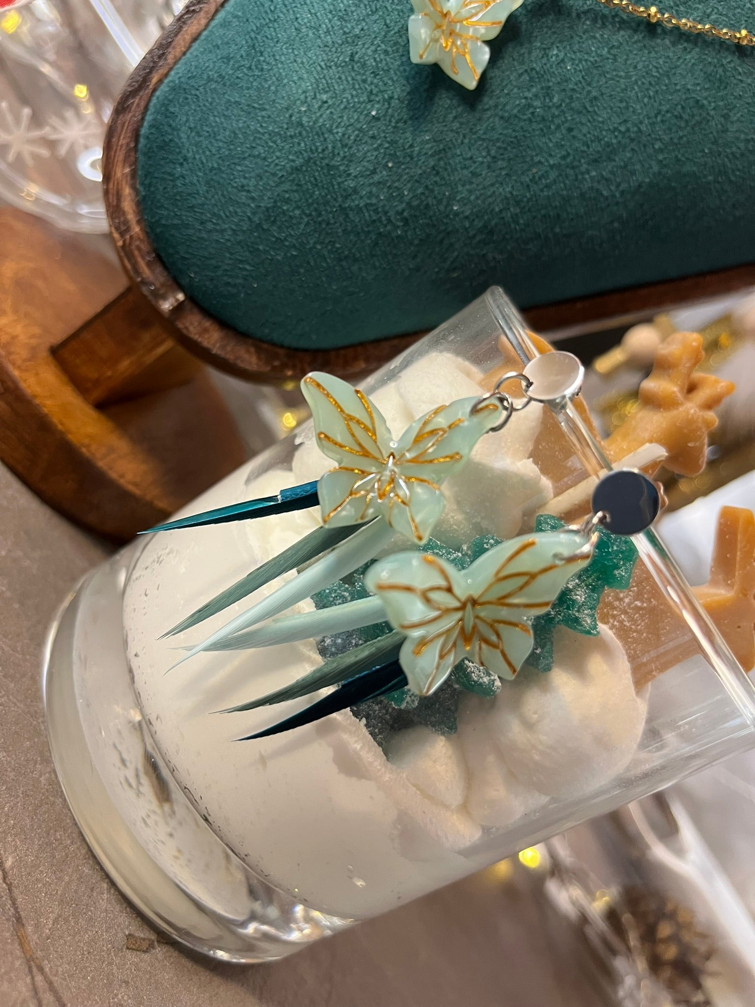 Boucles d'Oreilles "Papillon Jade"