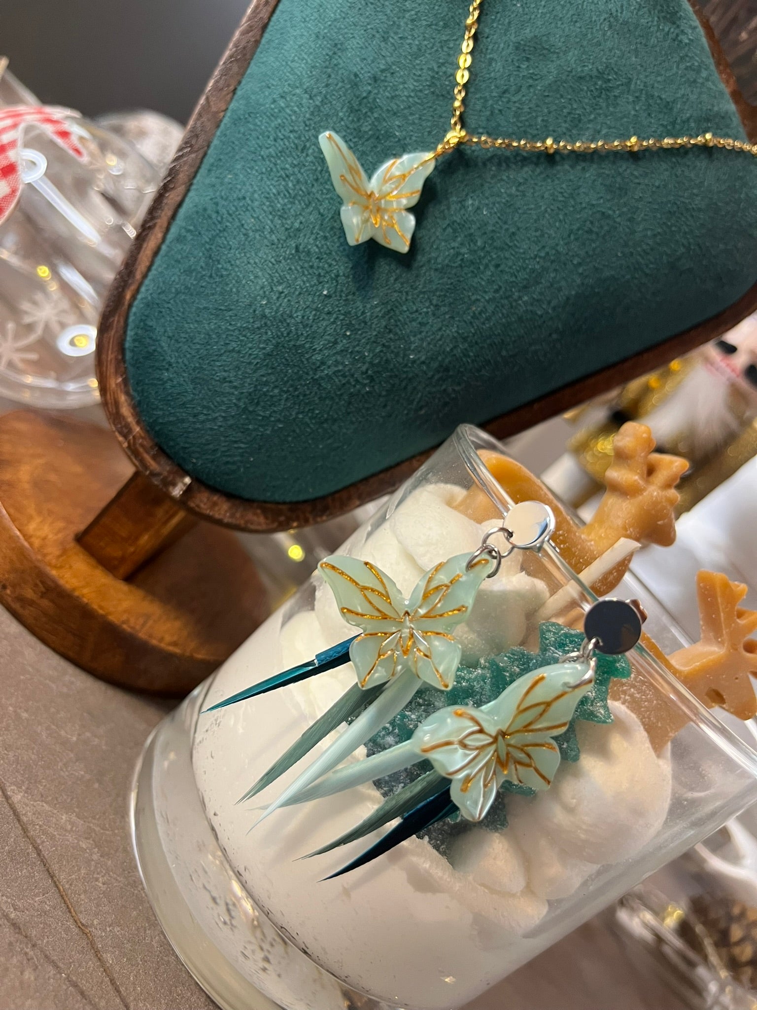 Boucles d'Oreilles "Papillon Jade"