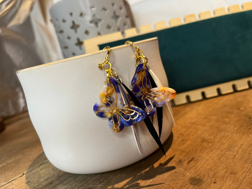 Boucles d'oreilles "Papillon Plume"