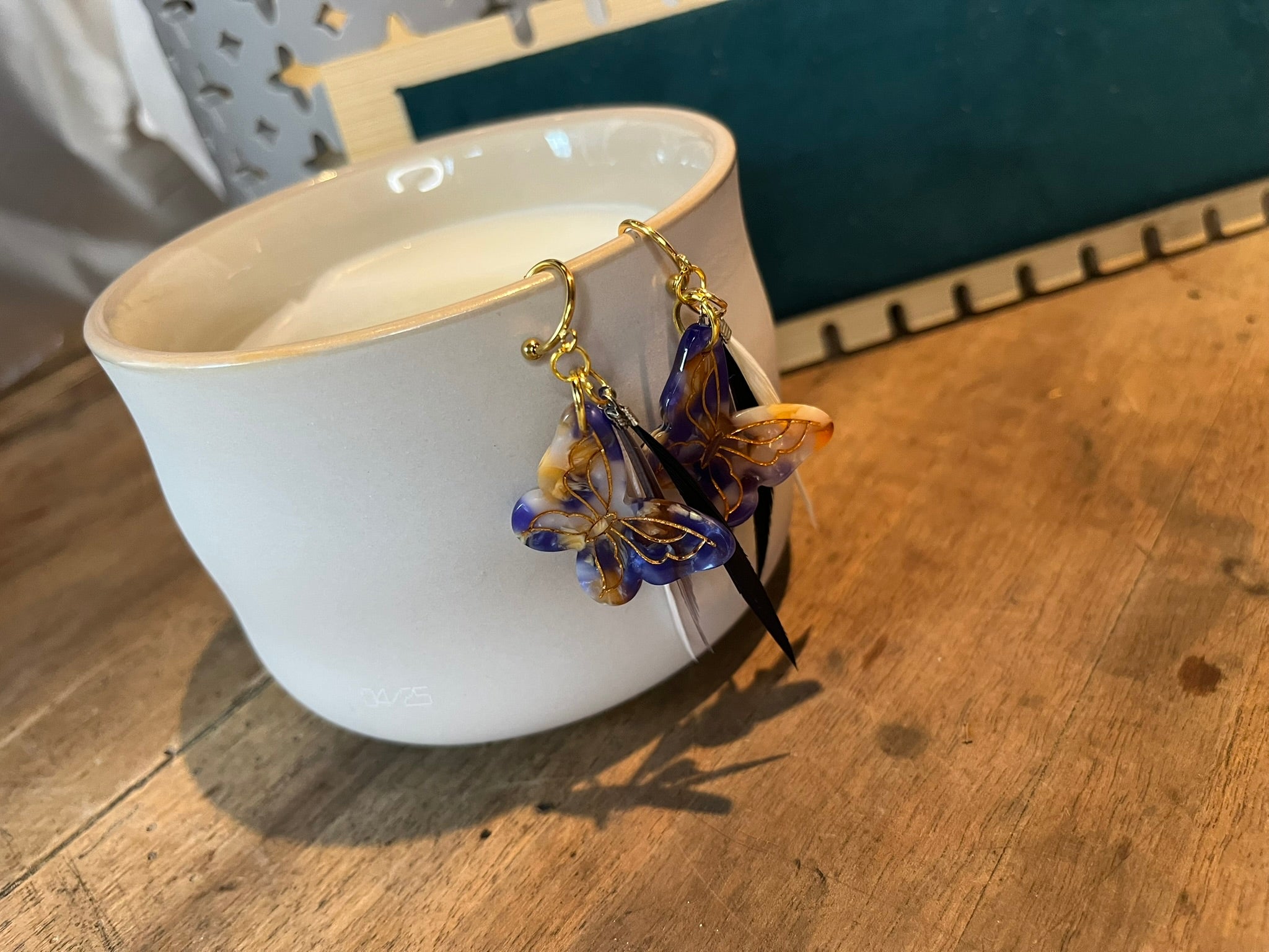 Boucles d'oreilles "Papillon Plume"