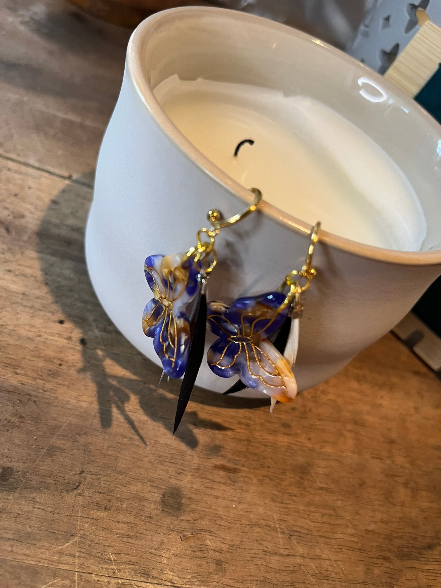 Boucles d'oreilles "Papillon Plume"